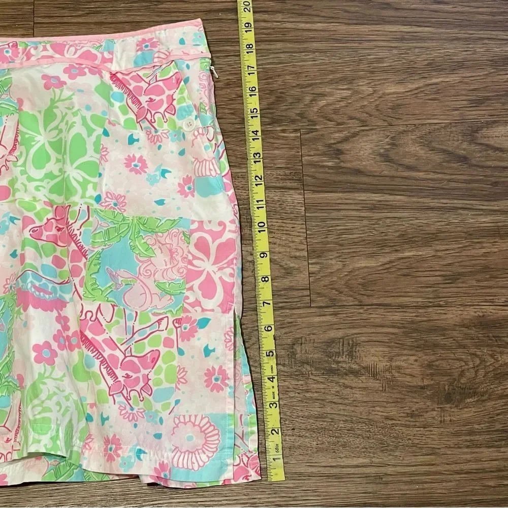 Lily Pulitzer Nuzzling Giraffe Skort Skirt Pink Green Blue White Size 4 - Picture 4 of 7